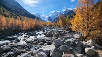 goldener Herbst im Egandin Lärchen strahlen
